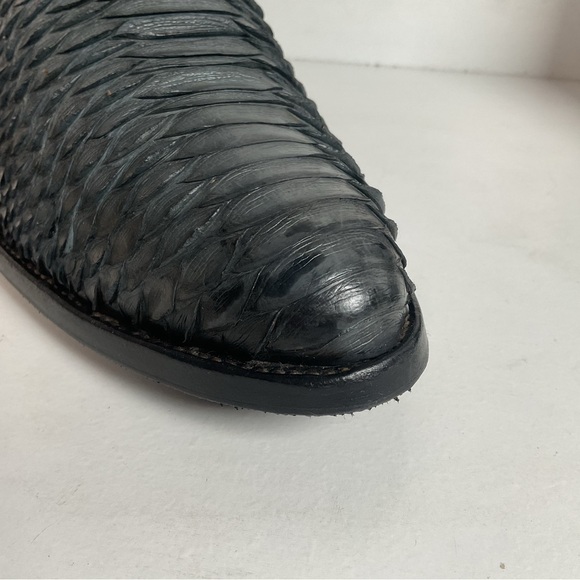 Vintage Nocona Blue Python Snakeskin Cowboy Boots 12 D USA Made Back Cut - Picture 13 of 16
